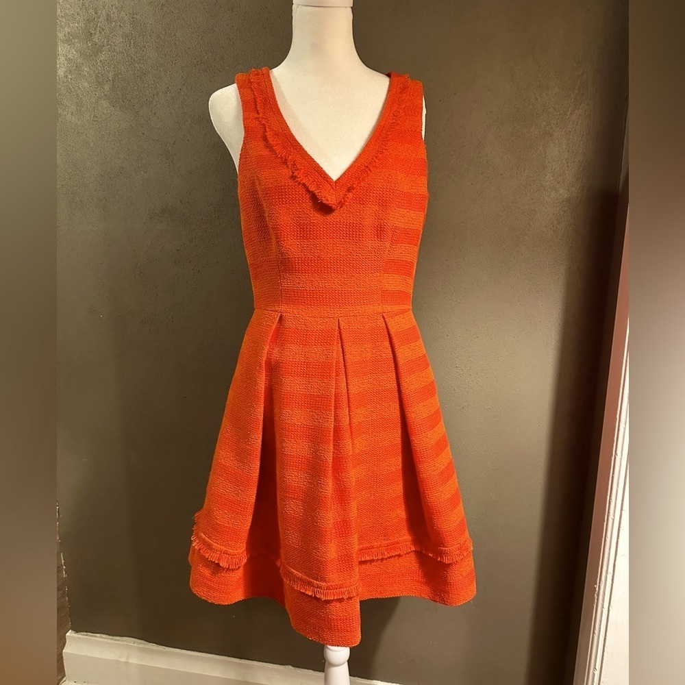 Trina Turk fit and flare sleeveless dress, Orange, size 2, knee length